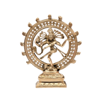 Golden-toned Natraj Ji dancing Shiva statue with circular halo