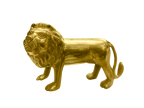 Golden-toned standing lion statue with detailed mane
