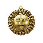 Ornate golden sun face wall hanging with radiating rays