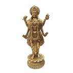 Golden Dhanvantri Ji statue on ornate pedestal