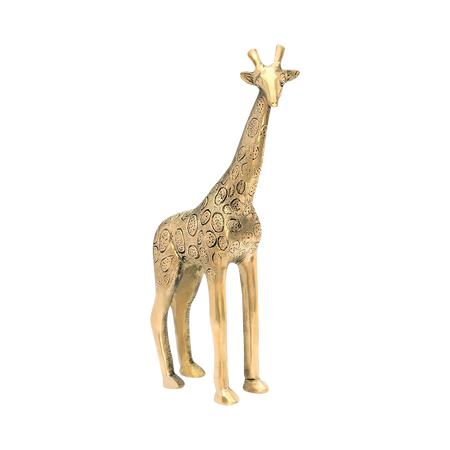 Light gold-brass giraffe figurine with detailed patterned body