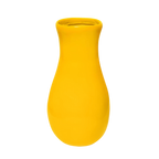 Bright yellow decorative vase on a black background