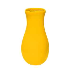 Bright yellow decorative vase on a black background