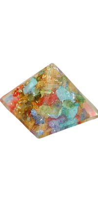 Multicolour seven chakra crystal pyramid with layered rainbow colours