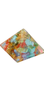 Multicolour seven chakra crystal pyramid with layered rainbow colours