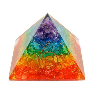Colorful 7 Chakra crystal coil pyramid