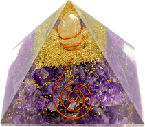 Purple amethyst crystal pyramid