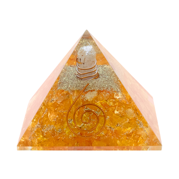 Golden yellow citrine crystal pyramid