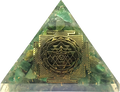 Green mica Shree Yantra crystal pyramid