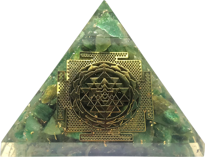 Green mica Shree Yantra crystal pyramid