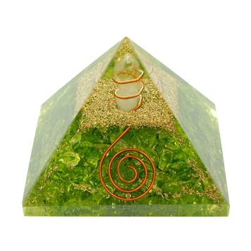 Green peridot crystal pyramid