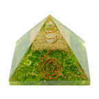 Green peridot crystal pyramid