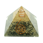 Golden pyrite crystal pyramid