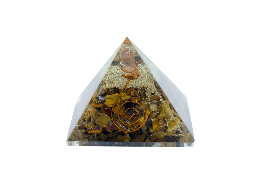 Golden brown tiger eye crystal pyramid