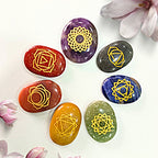 7 Chakra Oval Crystal Set - For Complete Chakra Healing, Balance & Energy Alignment