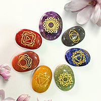 7 Chakra Oval Crystal Set - For Complete Chakra Healing, Balance & Energy Alignment