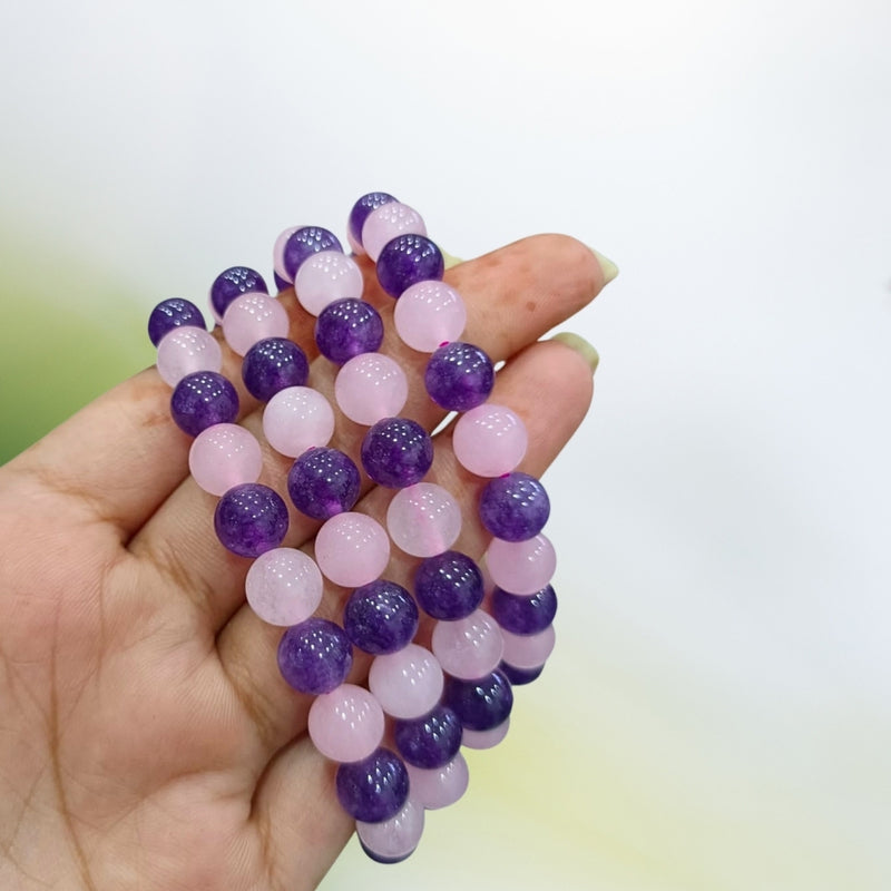 Amethyst & Rose Quartz Bracelet - For Love, Calm & Emotional Healing