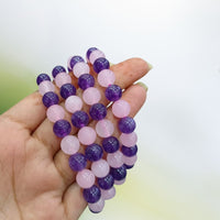 Amethyst & Rose Quartz Bracelet - For Love, Calm & Emotional Healing