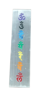 Rectangular translucent seven chakra panel with colored chakra symbols