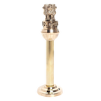 Tall brass Ashoka Pillar-inspired decorative piece with lion capital and stepped base