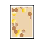 Portrait hexagon honeycomb painting poster with brown and golden geometric shapes