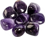 Amethyst tumble stones in rounded deep-purple, violet, lavender, and translucent tones