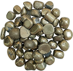 Natural polished Pyrite tumble stones with metallic gold and gunmetal tones