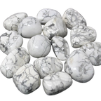 Natural polished Howlite tumble stones in white and grey veined tones