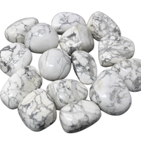 Natural polished Howlite tumble stones in white and grey veined tones