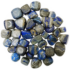 Natural polished Lapis Lazuli tumble stones in deep blue with white veining and golden flecks
