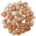 Polished peach, cream, orange, and soft pink Sunstone tumble stones