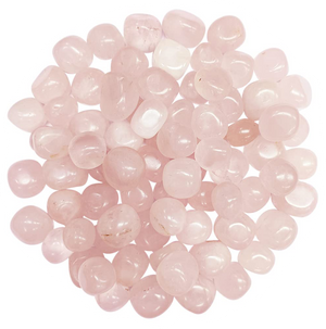Natural polished Rose Quartz tumble stones in soft pink tones