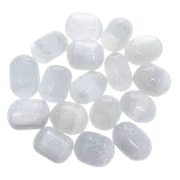 Natural polished Selenite tumble stones in milky white translucent tones