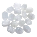 Natural polished Selenite tumble stones in milky white translucent tones