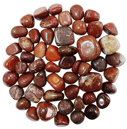 Natural polished Red Jasper tumble stones in red, terracotta, and brown tones