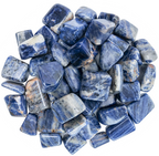Natural polished Sodalite tumble stones in deep blue and white veined tones