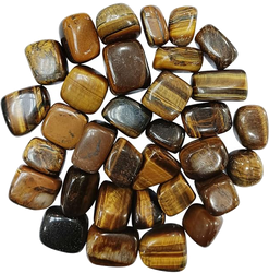 Natural polished Tiger's Eye tumble stones in golden brown and amber tones