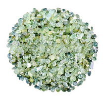 Prehnite crystal chips in pale mint-green, sage, cream, and soft grey tones