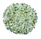 Prehnite crystal chips in pale mint-green, sage, cream, and soft grey tones