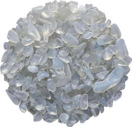 Milky white and pale blue Opalite Crystal Chips with a soft translucent sheen