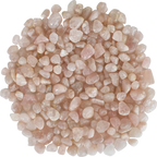 Rose Quartz crystal chips in blush pink, pale peach, cream, and soft white tones