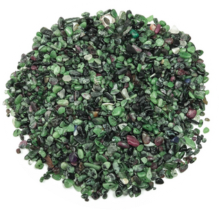 Natural deep green and burgundy-red Ruby-Zoisite Crystal Chips