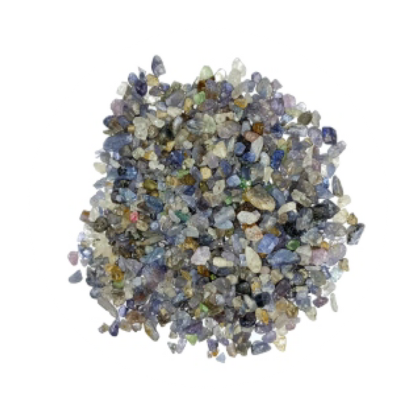 Blue Sapphire crystal chips in varied blue and grey tones