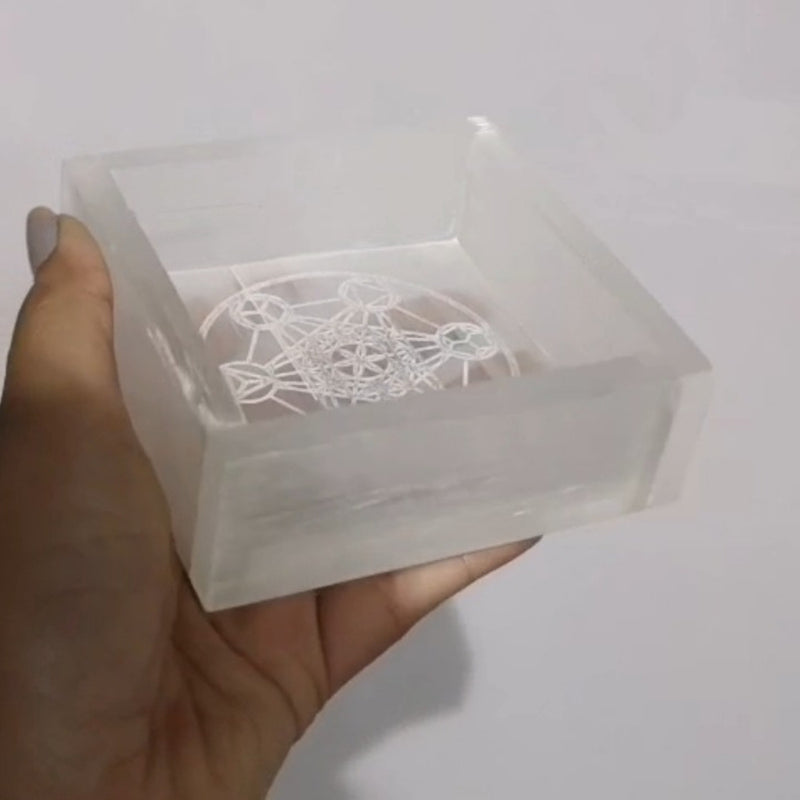 Selenite Charging Box 3 Inch - For Crystal Storage, Energy Cleansing & Overnight Charging