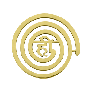 Gold-brass Helix spiral spiritual decor with central Om-inspired symbol