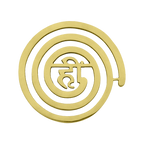 Gold-brass Helix spiral spiritual decor with central Om-inspired symbol