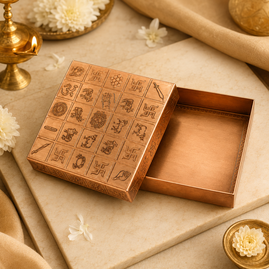 Auric Empty Manjusha Box - Sacred Container for Crystals, Remedies, and Divine Objects