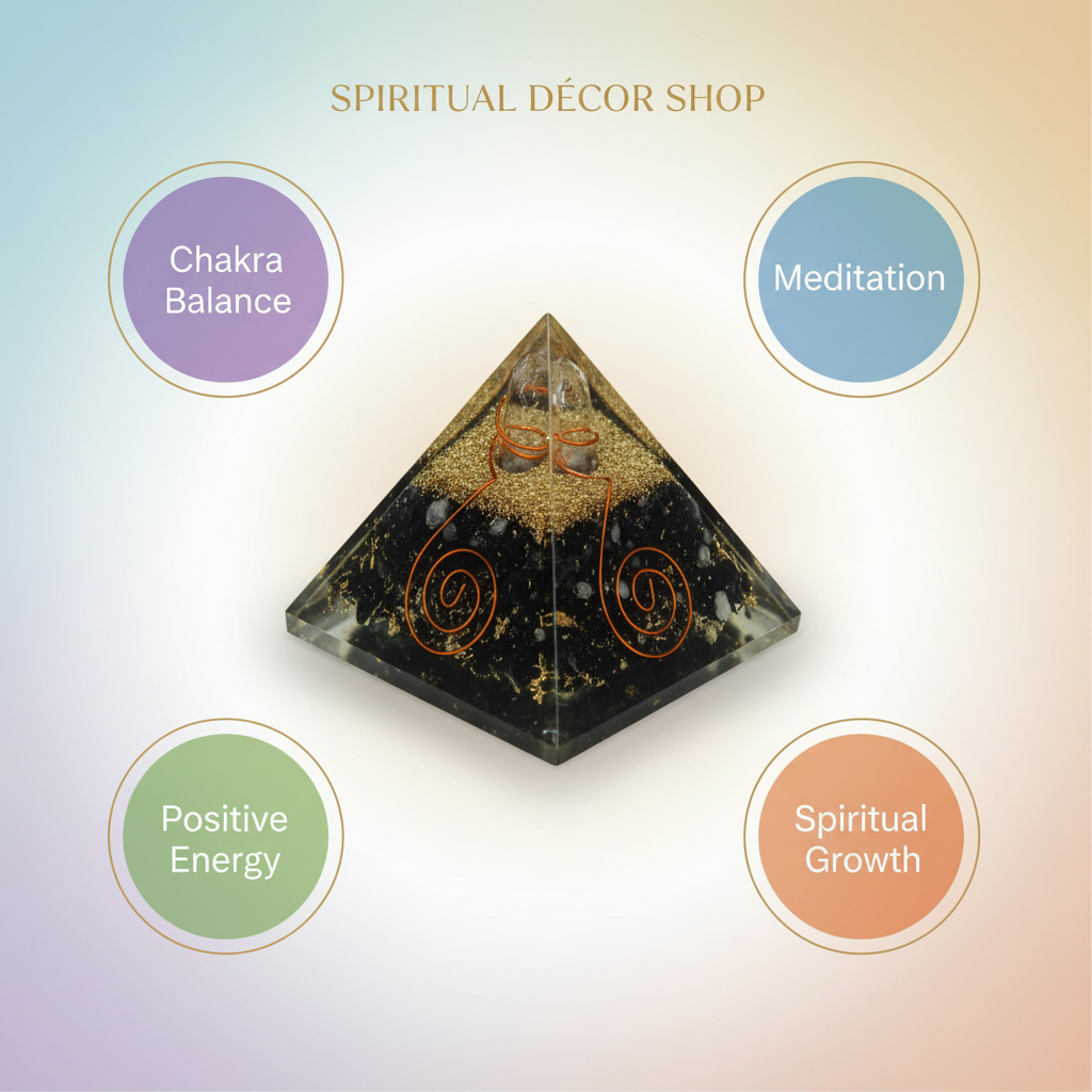 Natural 7 Chakra crystal pyramid with chakra balance, meditation, positive energy and spiritual growth benefits
