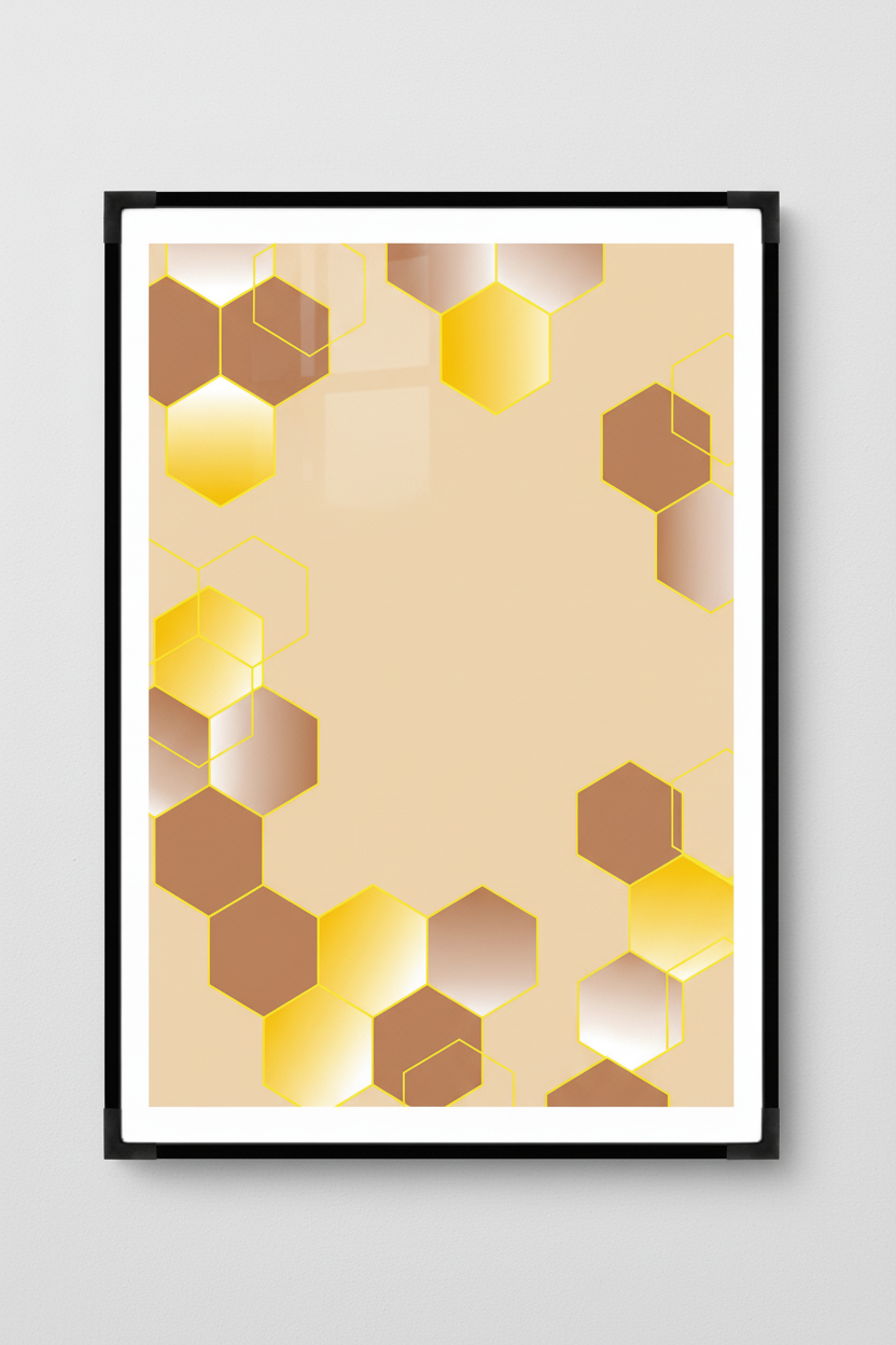 Close view of the geometric hexagon honeycomb painting poster