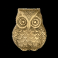 Front view of the antique gold-bronze owl decor piece